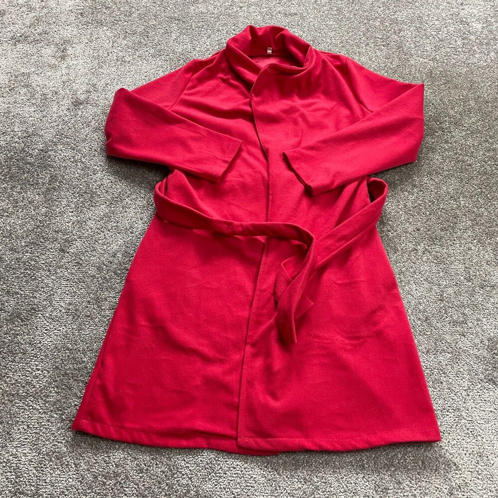 Unbranded Trench Coat Juniors XL Pink Belted Long Length Soft Pockets Jacket